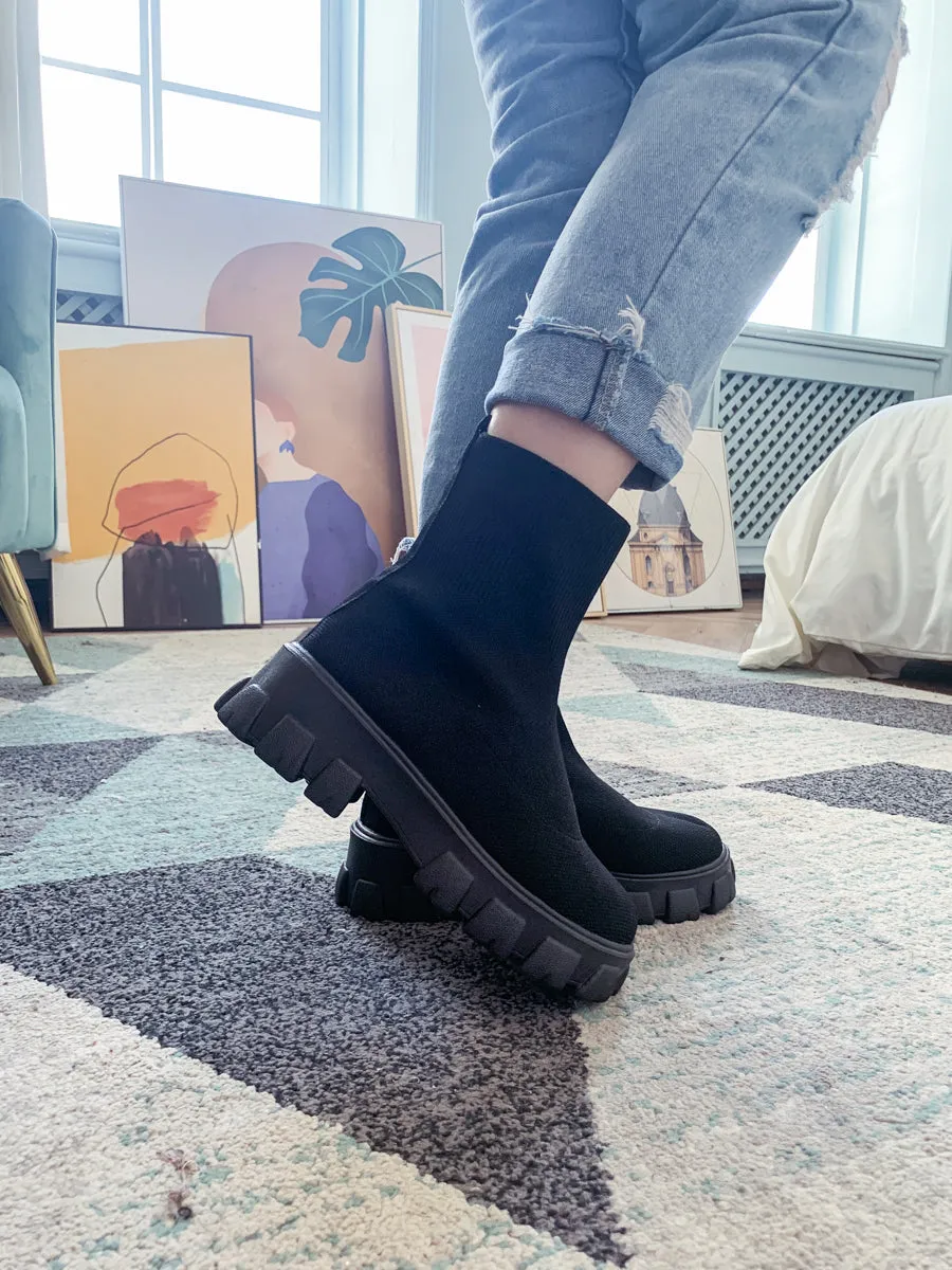 Black Ugly Sole Sock Boots