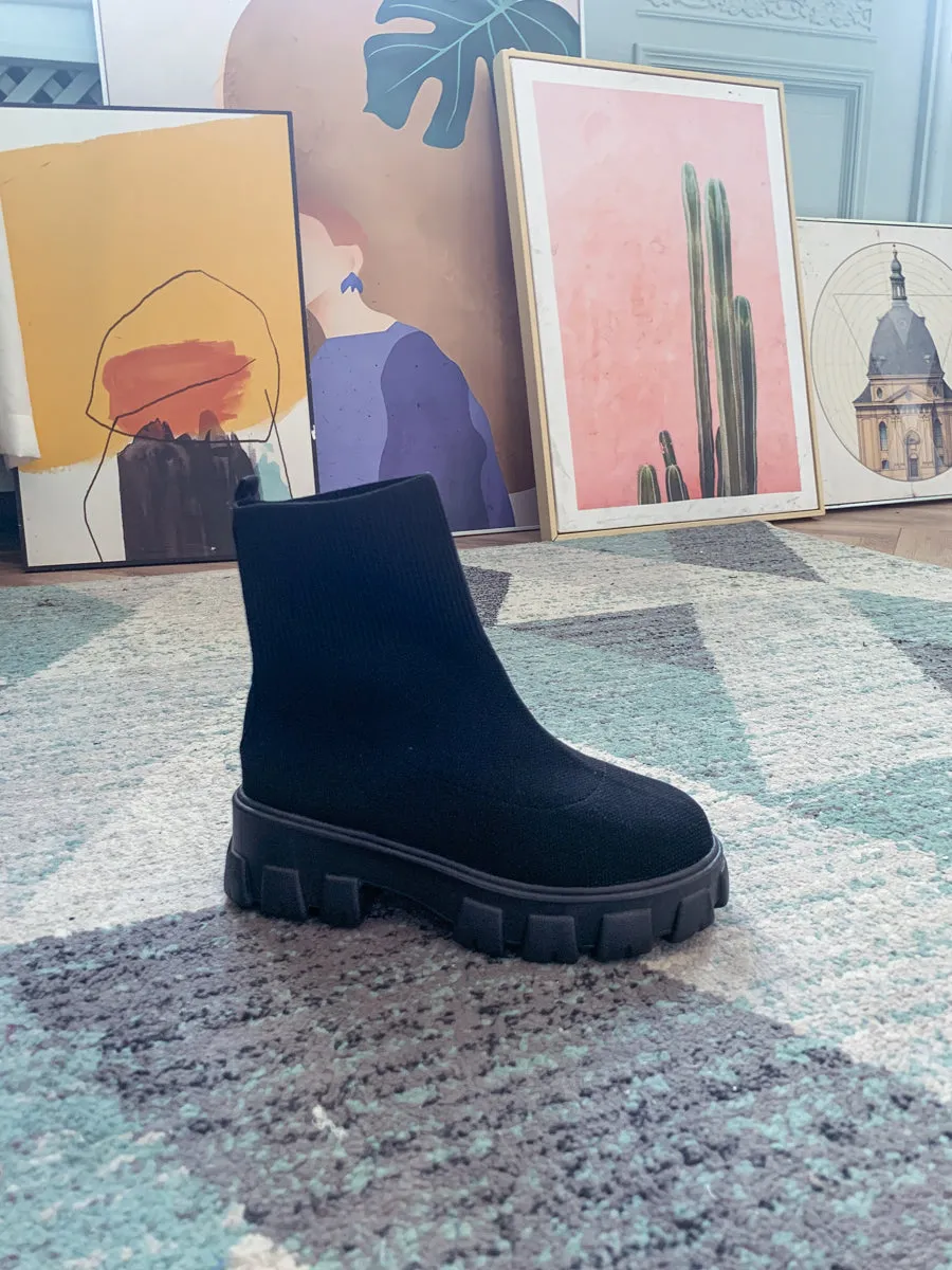 Black Ugly Sole Sock Boots