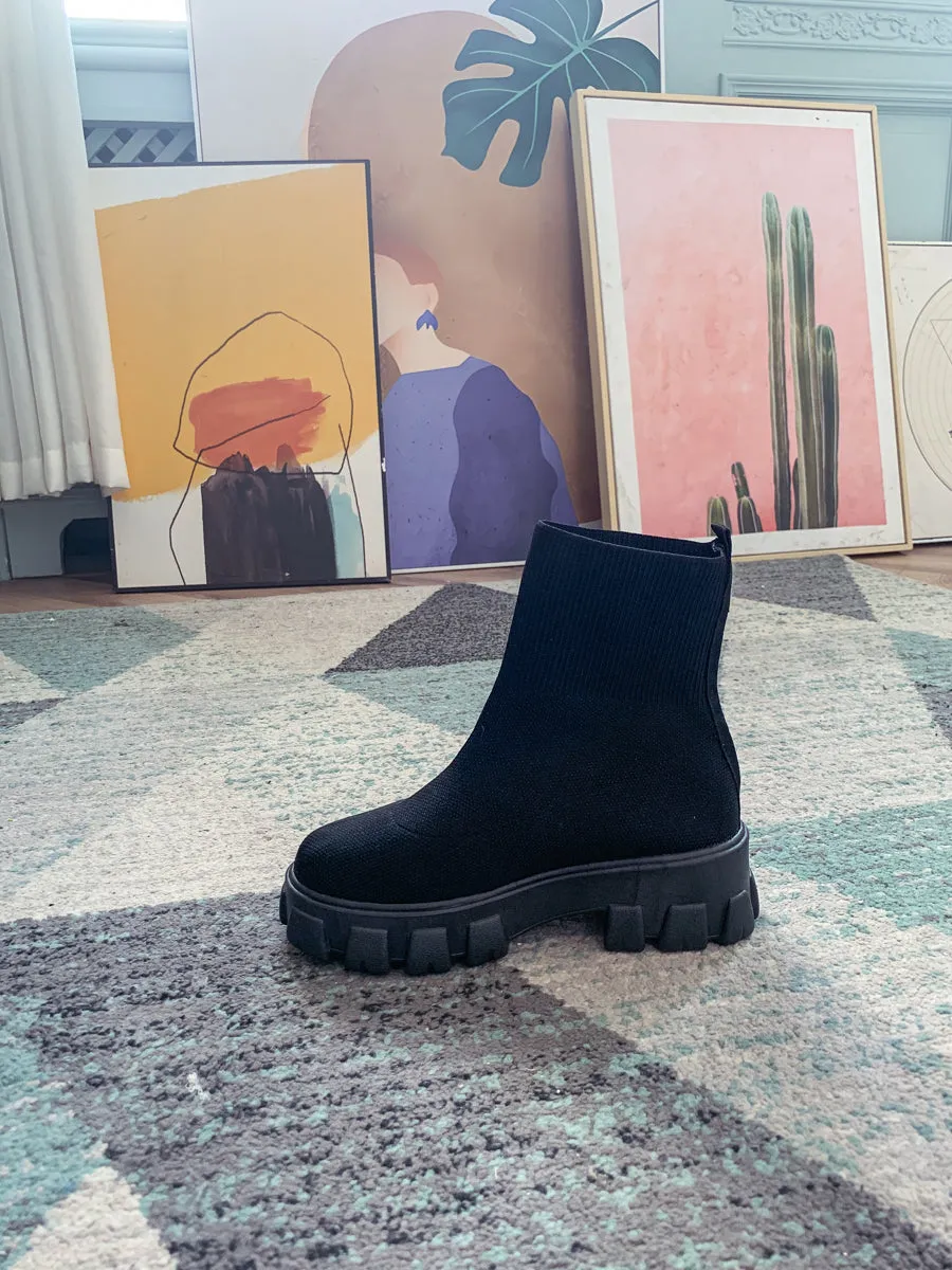 Black Ugly Sole Sock Boots