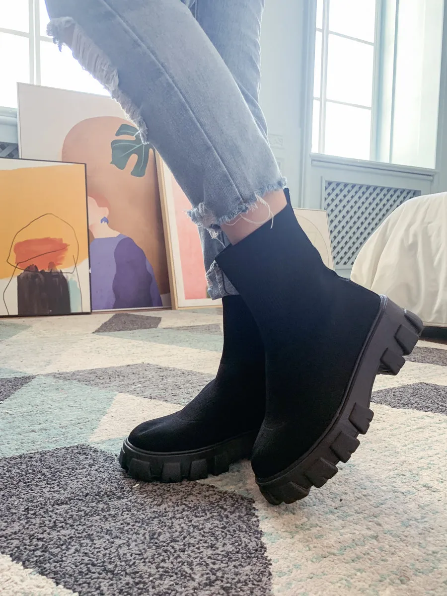 Black Ugly Sole Sock Boots
