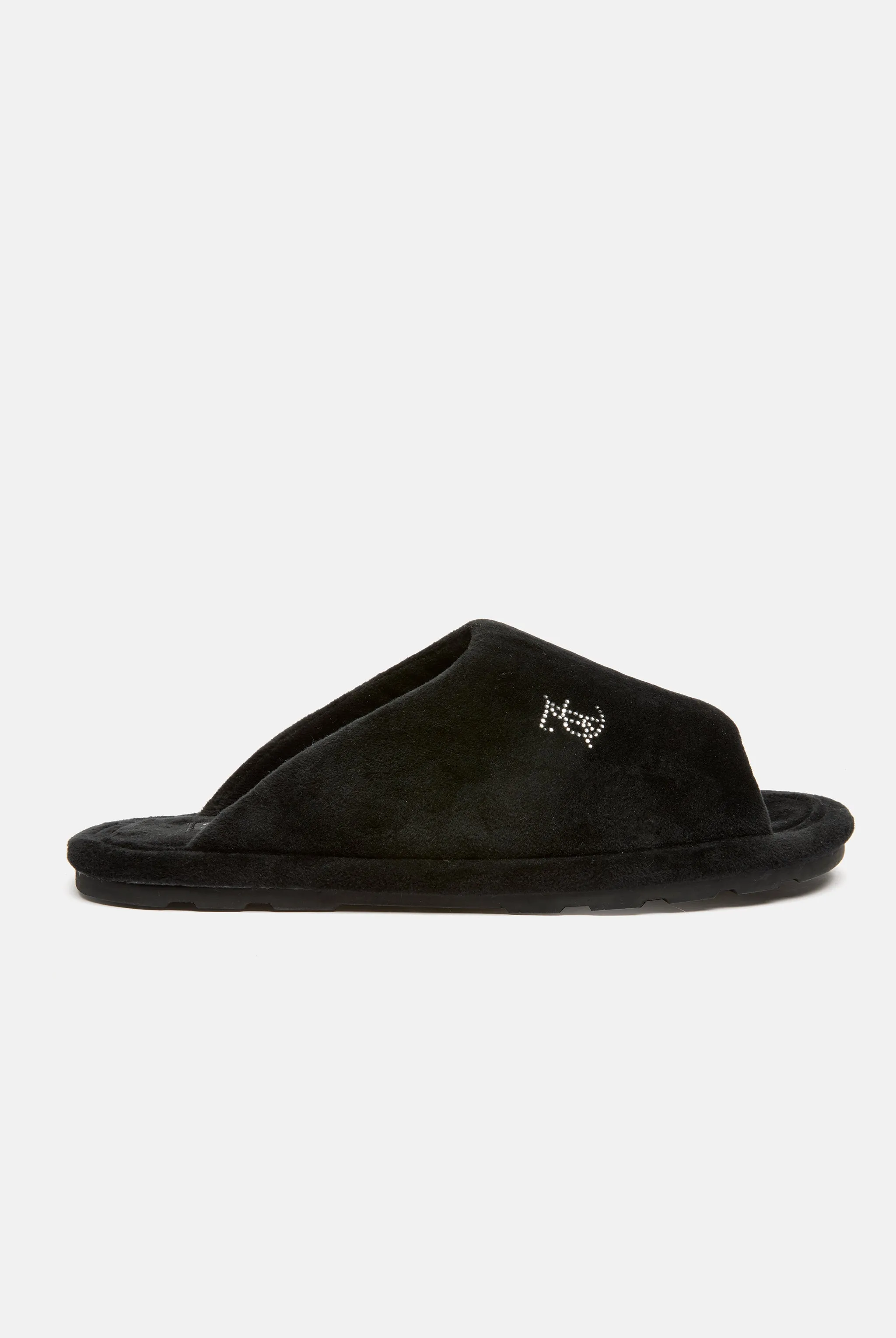 BLACK VELOUR PADDED SLIPPER