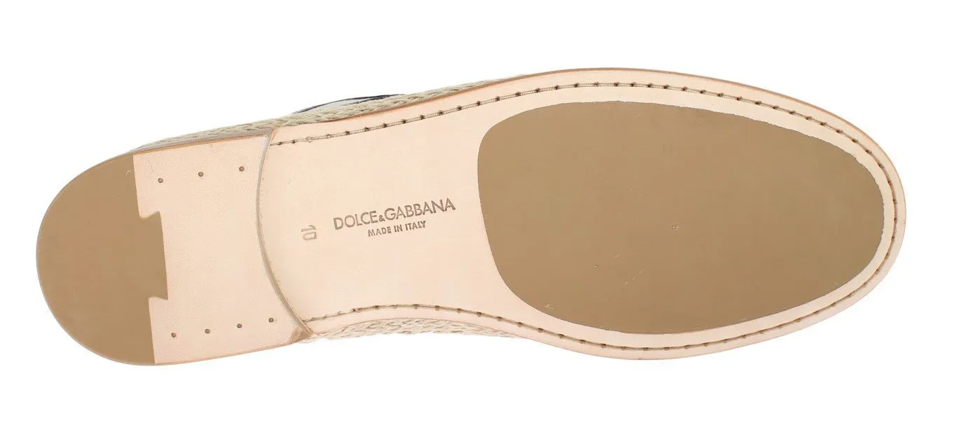 Black White Linen Loafers