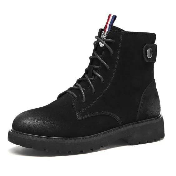 Black/Coffee Frosted Leather Martin Boots