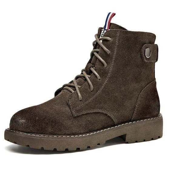 Black/Coffee Frosted Leather Martin Boots