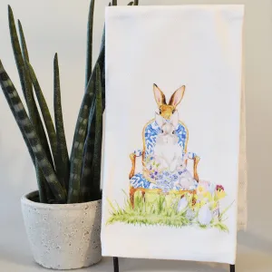 Blue Chair with Bunnies Hand Towel