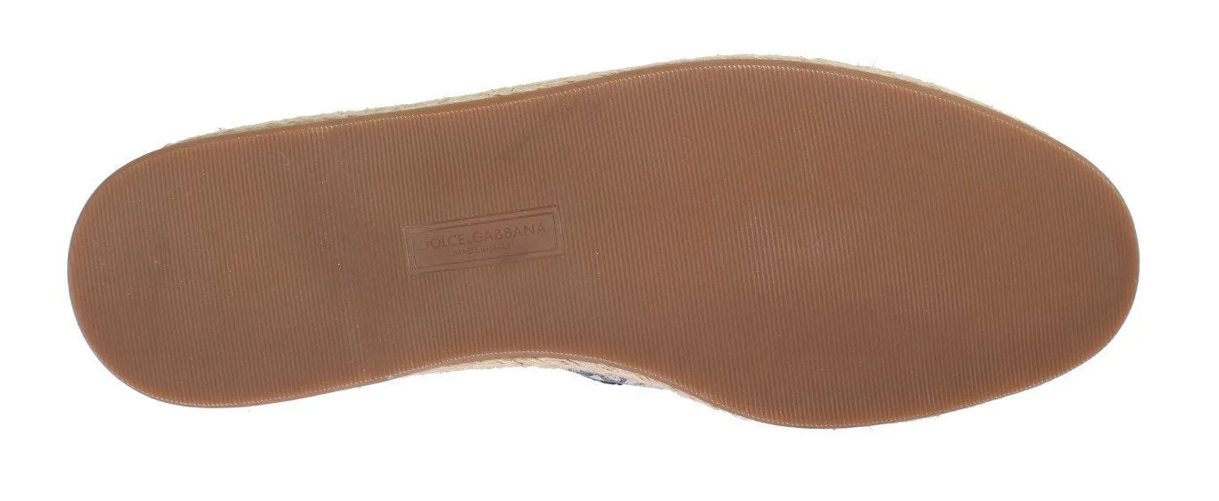 Blue Leather Bowtie Pattern Loafers