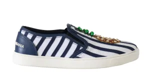 Blue White Leather Pineapple Loafers