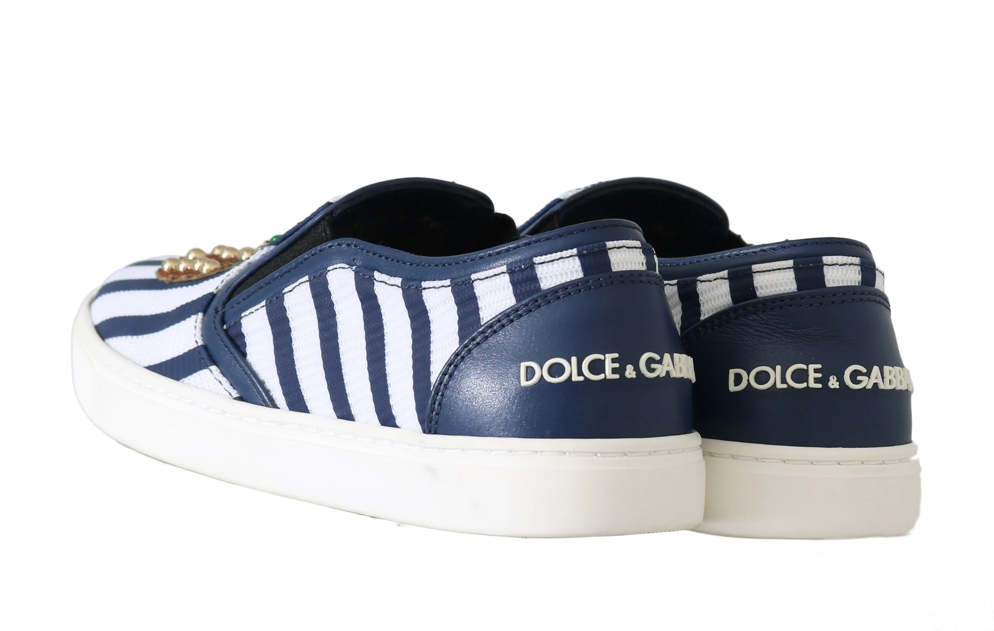 Blue White Leather Pineapple Loafers