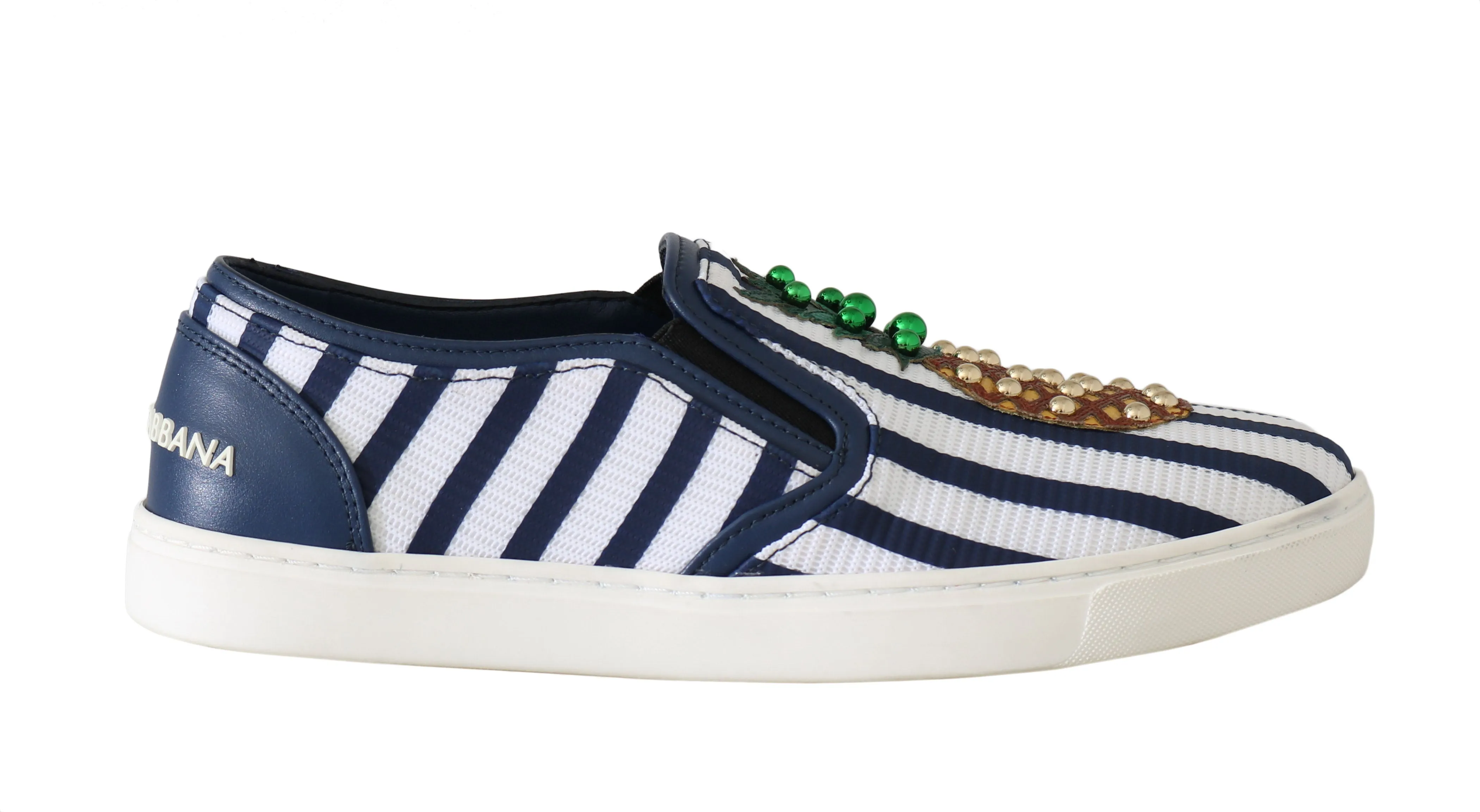 Blue White Leather Pineapple Loafers