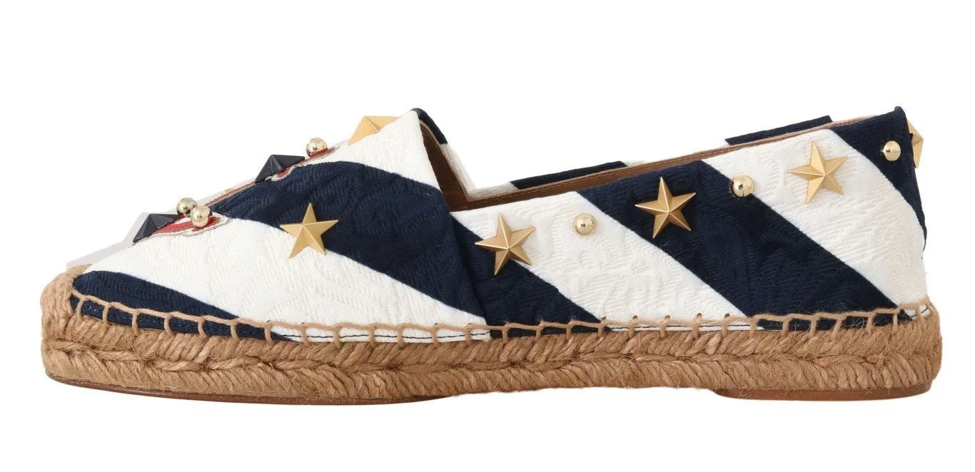 Blue White Loafers Anchor Espadrilles Shoes