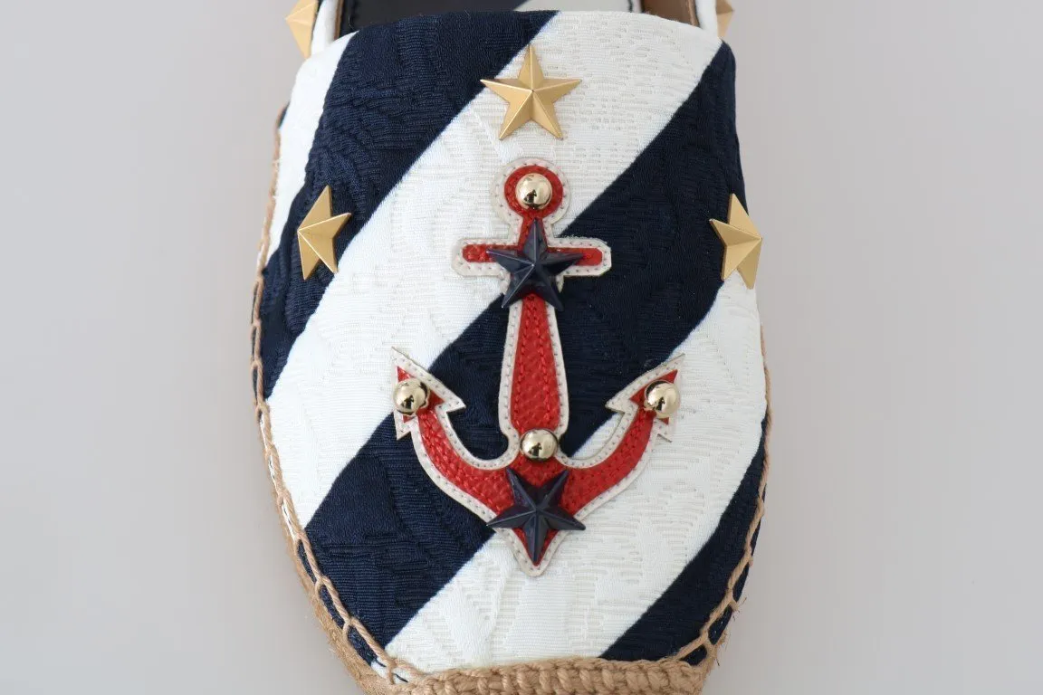 Blue White Loafers Anchor Espadrilles Shoes