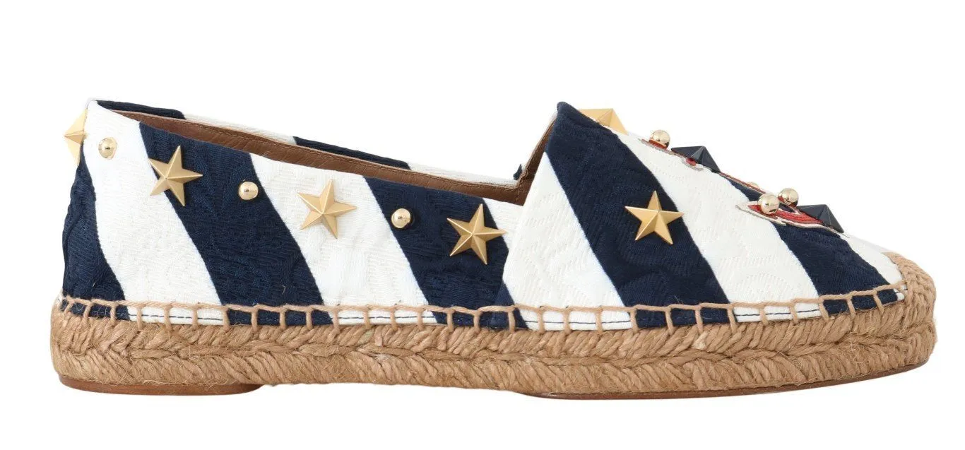 Blue White Loafers Anchor Espadrilles Shoes