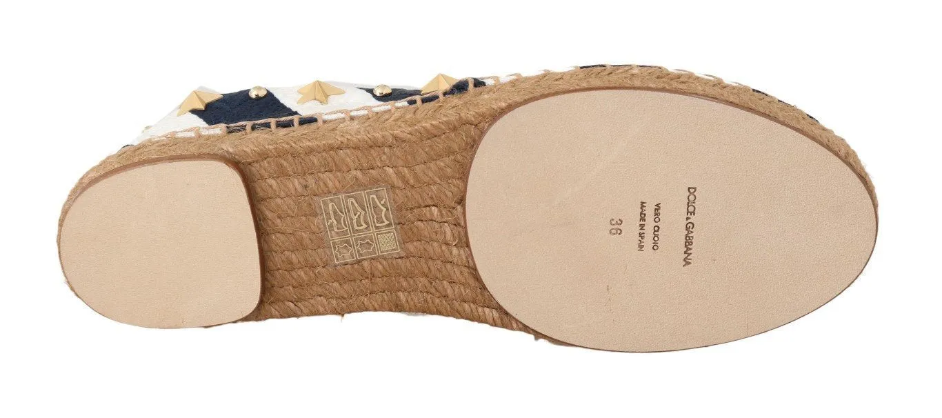 Blue White Loafers Anchor Espadrilles Shoes