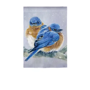 Bluebird Couple Garden Satin Flag,14a10041