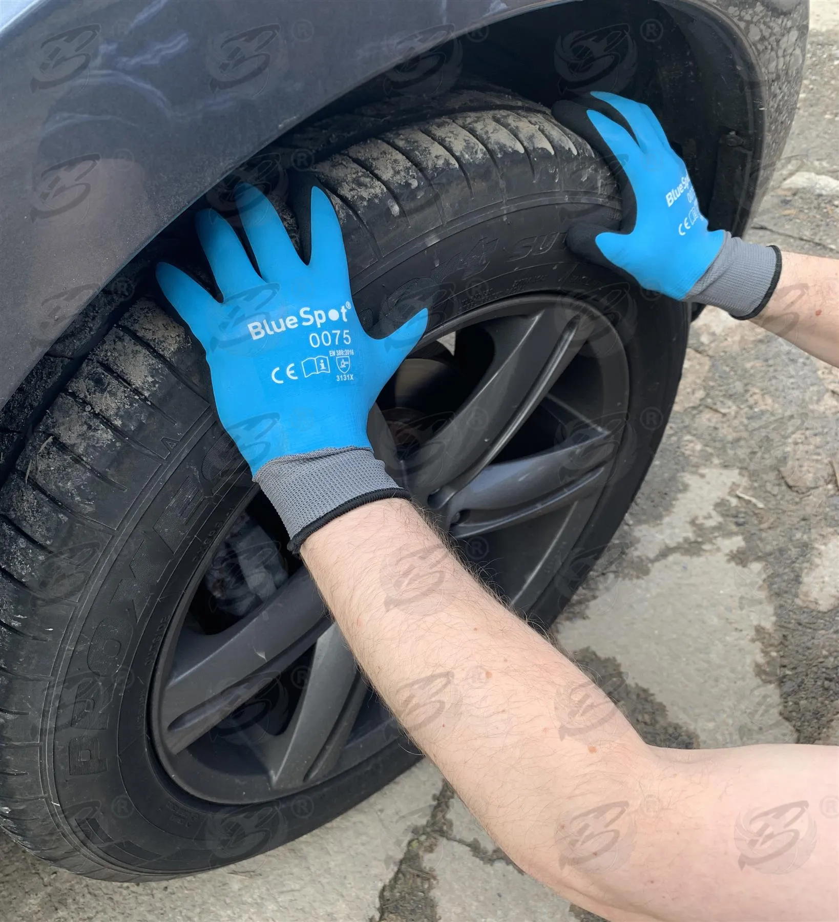 BLUESPOT LATEX WATER RESISTANT WORK GLOVES ( x 12 PAIRS ) ( XXL )