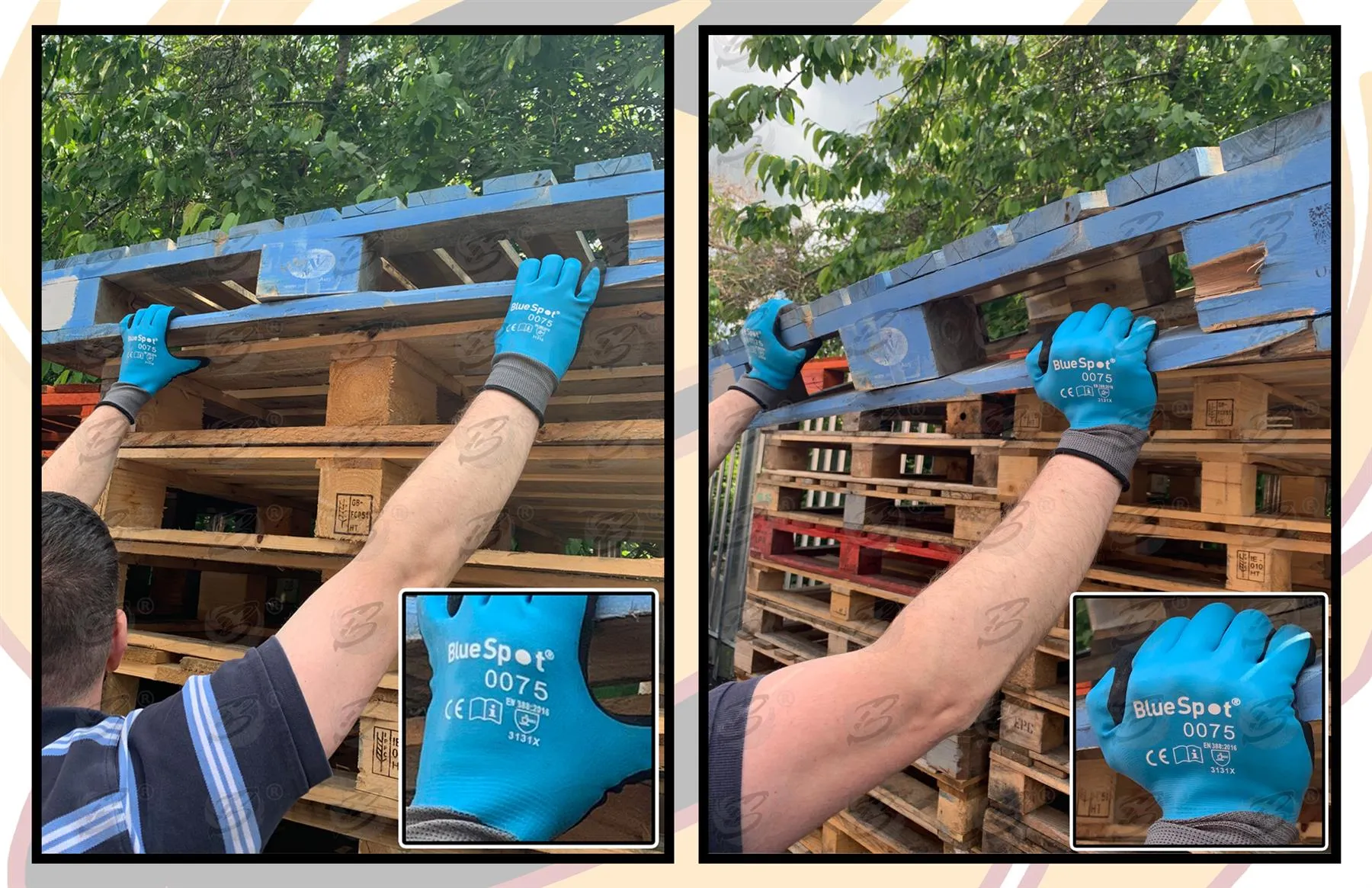 BLUESPOT LATEX WATER RESISTANT WORK GLOVES ( x 12 PAIRS ) ( XXL )