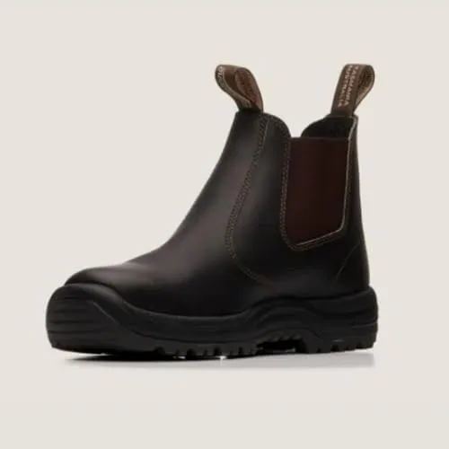 Blundstone Men's 490 Work Series Slip Resistant Chelsea Boots – Premium Oil-Tanned Leather Boot, TPU Outsole & Kick Guard Toe Protective Footwear for Men, Stout Brown, 6 US Men / 5 AU