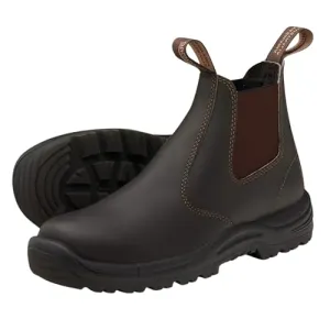 Blundstone Men's 490 Work Series Slip Resistant Chelsea Boots – Premium Oil-Tanned Leather Boot, TPU Outsole & Kick Guard Toe Protective Footwear for Men, Stout Brown, 6 US Men / 5 AU