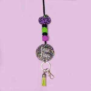 Bright Bats Glitter Acrylic Lanyard