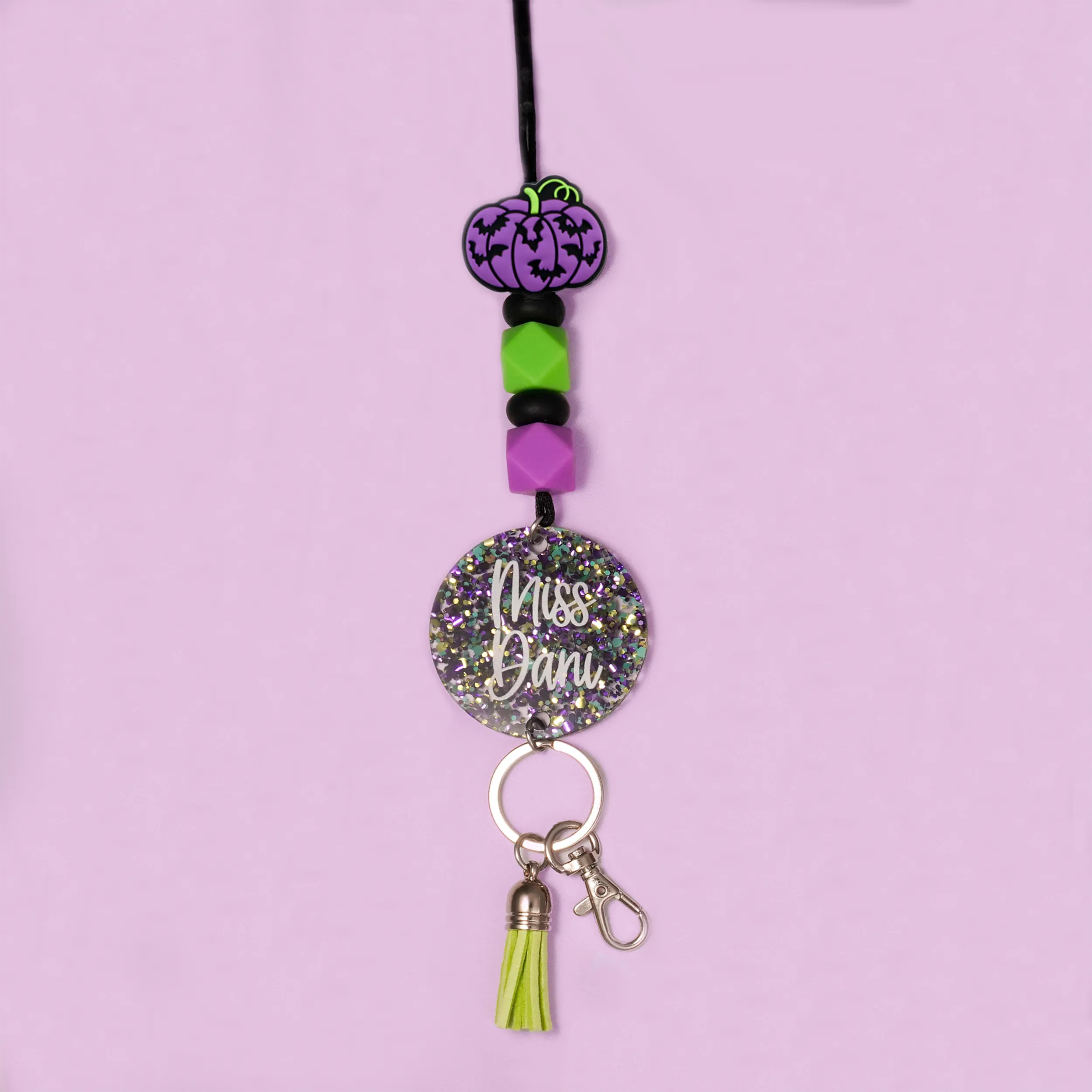 Bright Bats Glitter Acrylic Lanyard