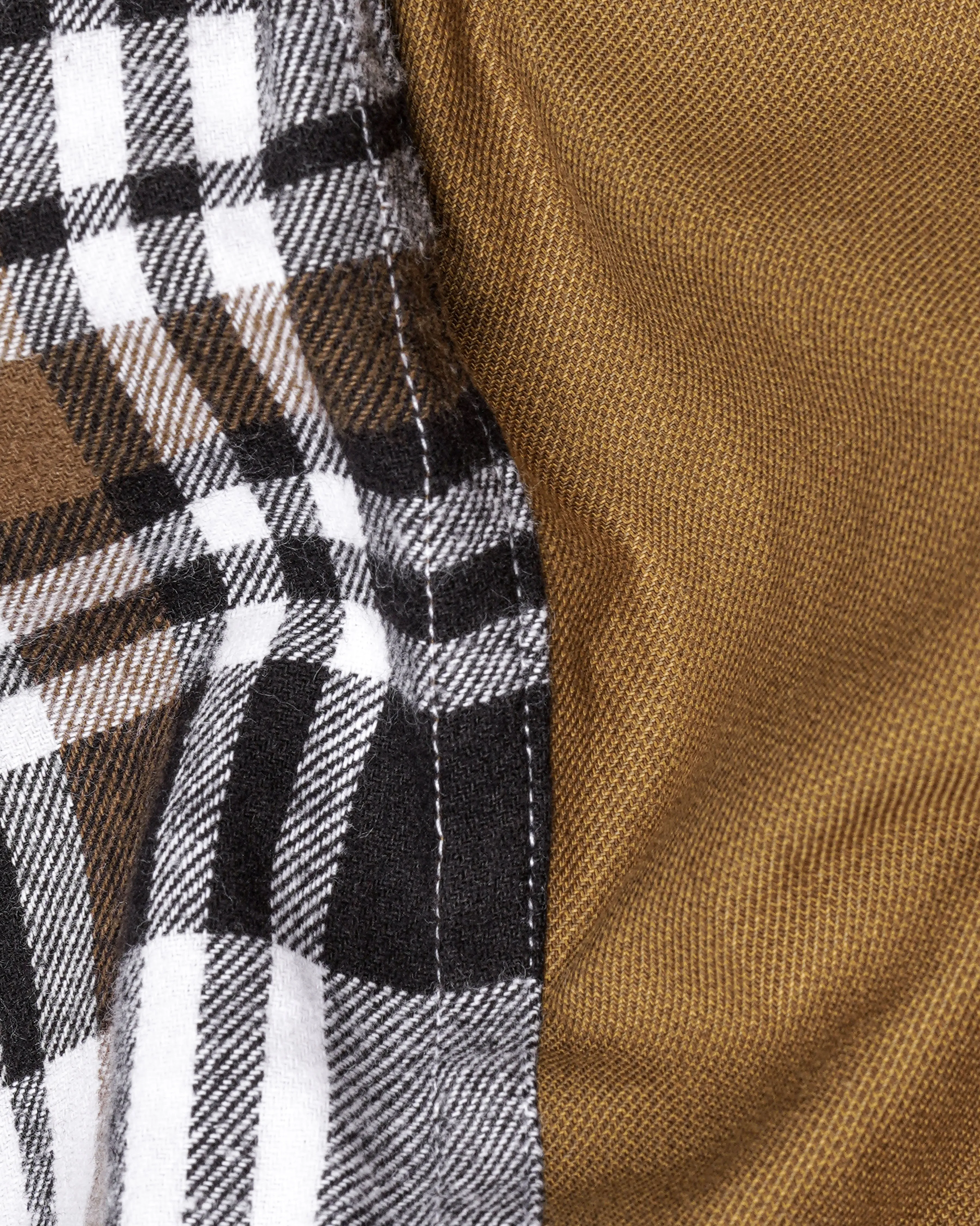 Bright White with potters Clay Brown Plaid Flannel Designer Overshirt