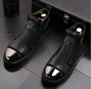 British Luxury Men Ankle Boots Genuine Leather Mens Business Shoes Fashion Men Leather Boots High Quality Black Wedding Party