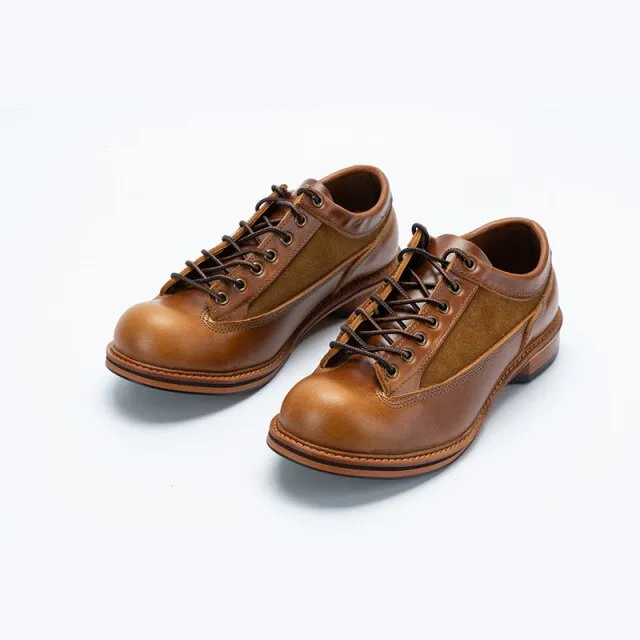 British Style Men Cowhide Real Leather Work Shoes