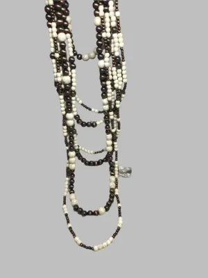 Brown & soft white Beaded Necklace