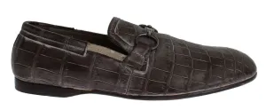 Brown Crocodile Loafers Dress Formal Shoes