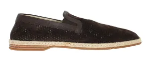 Brown Leather Breathable Holes Loafers
