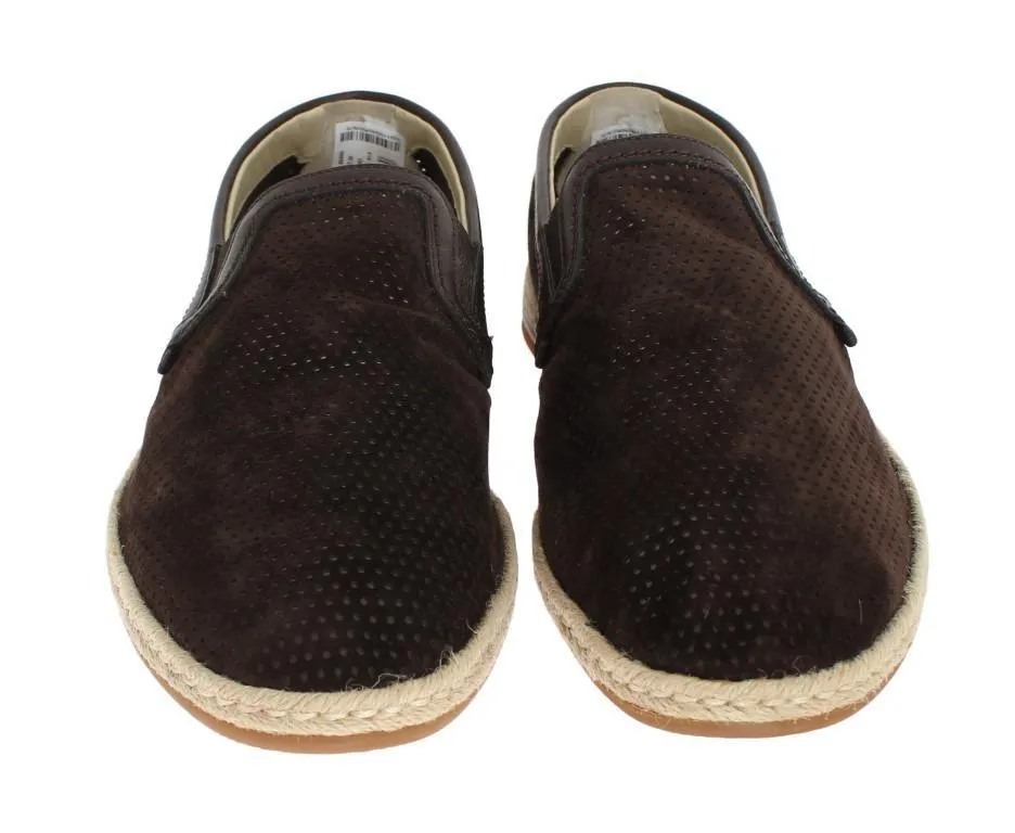 Brown Leather Breathable Holes Loafers