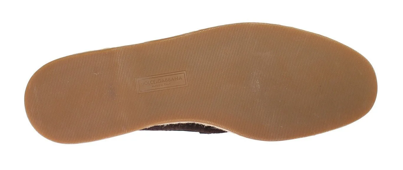 Brown Leather Breathable Holes Loafers