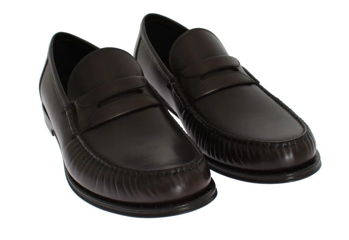 Brown Leather Loafers Shoes