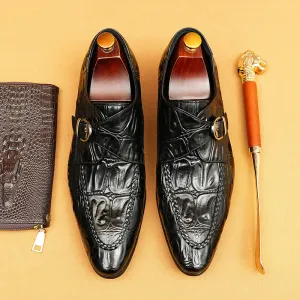 Buckle Mengke Leather Shoes Men's Genuine Leather Formal Men's Shoes Trendy Men's Slip-on Business Casual Shoes Leather Shoes69501