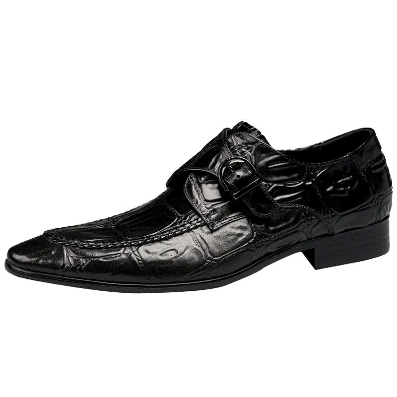 Buckle Mengke Leather Shoes Men's Genuine Leather Formal Men's Shoes Trendy Men's Slip-on Business Casual Shoes Leather Shoes69501