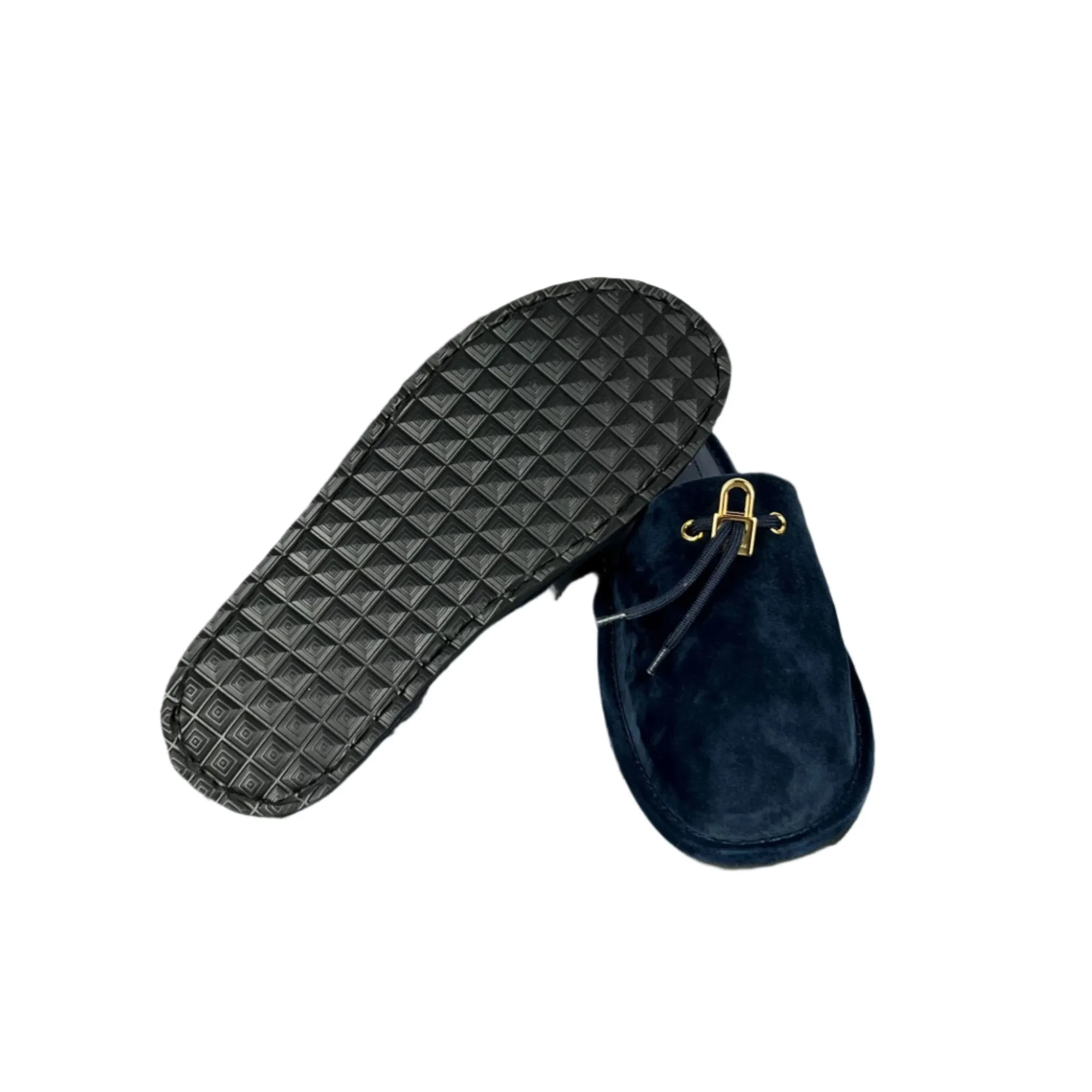 Buscemi Mens Greenwich Navy Leather Slippers