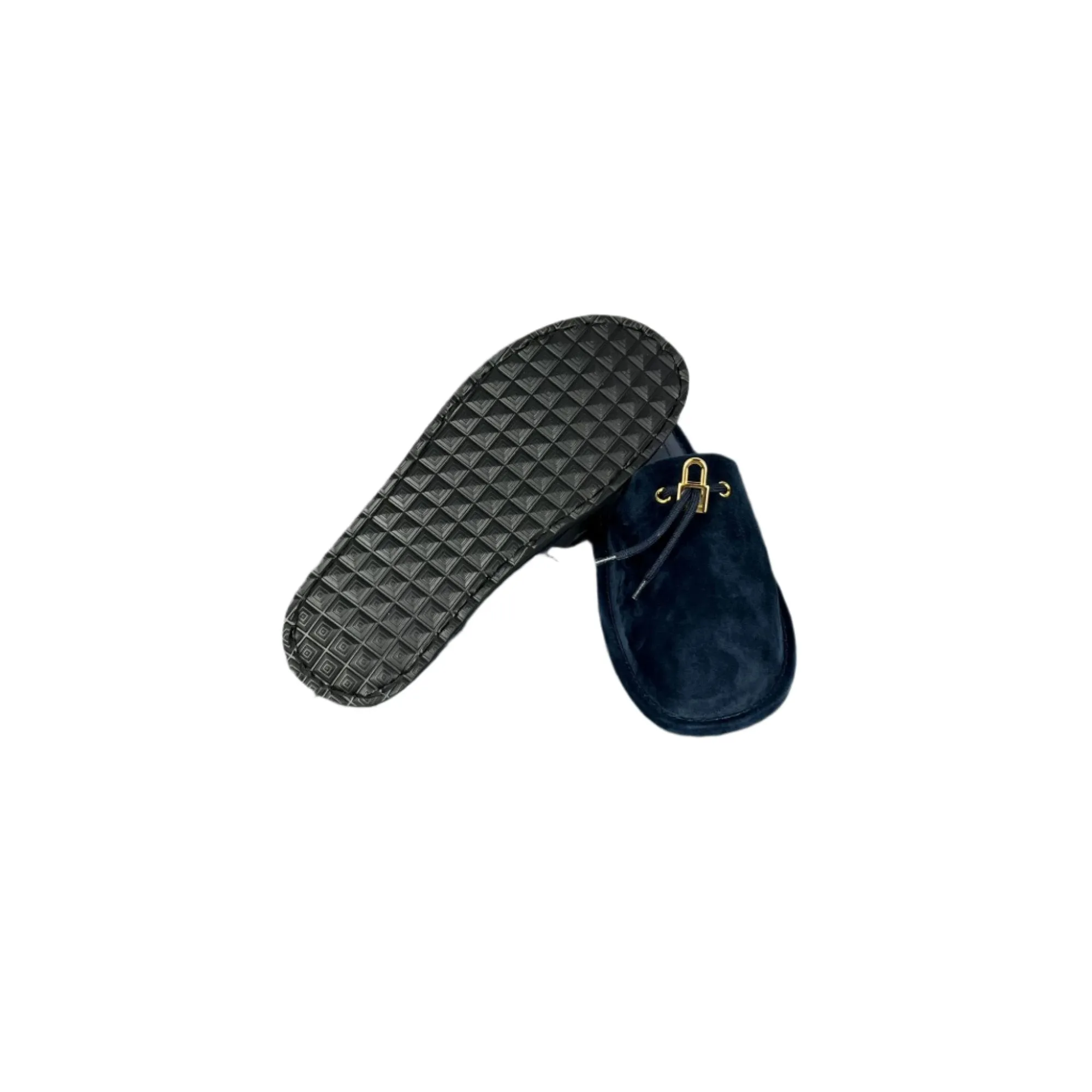 Buscemi Mens Greenwich Navy Leather Slippers