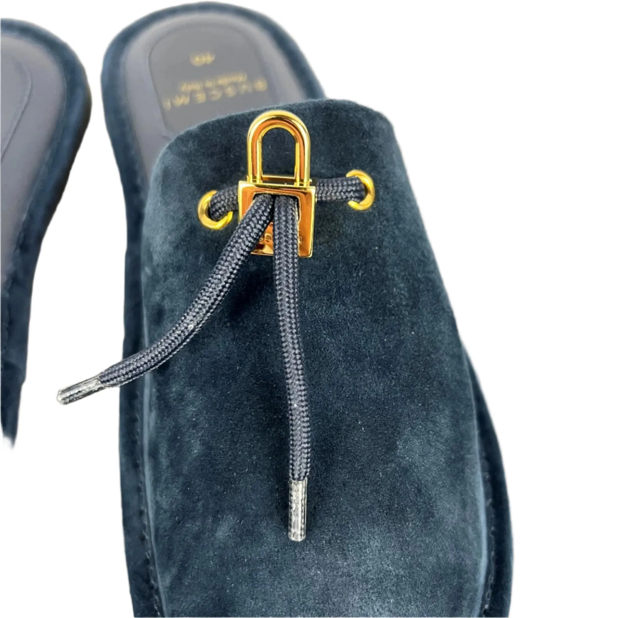 Buscemi Mens Greenwich Navy Leather Slippers