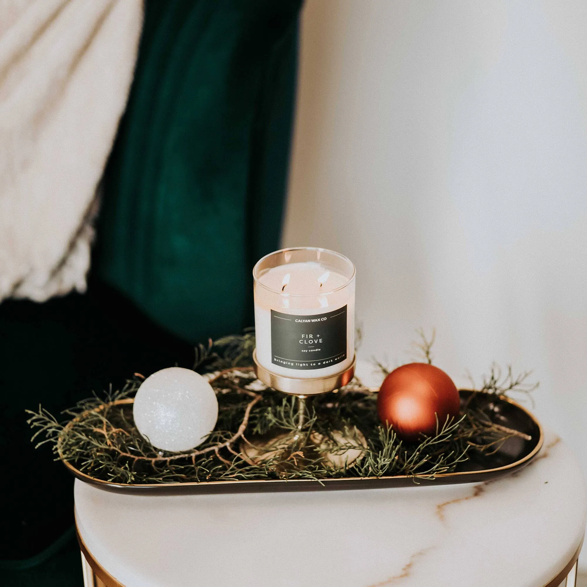 Calyan Wax Co. - Fir   Clove - Clear Glass Tumbler Soy Candle