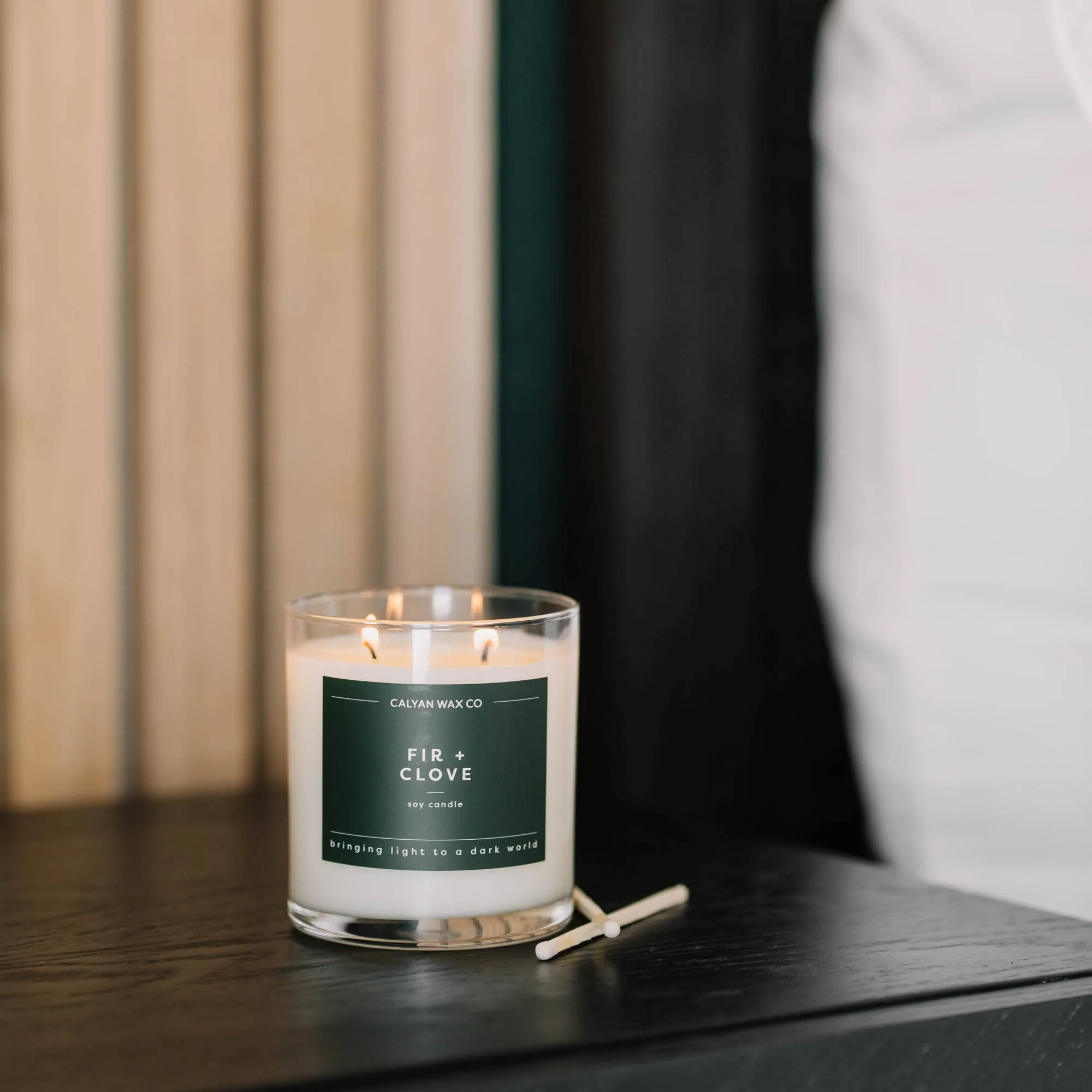 Calyan Wax Co. - Fir   Clove - Clear Glass Tumbler Soy Candle