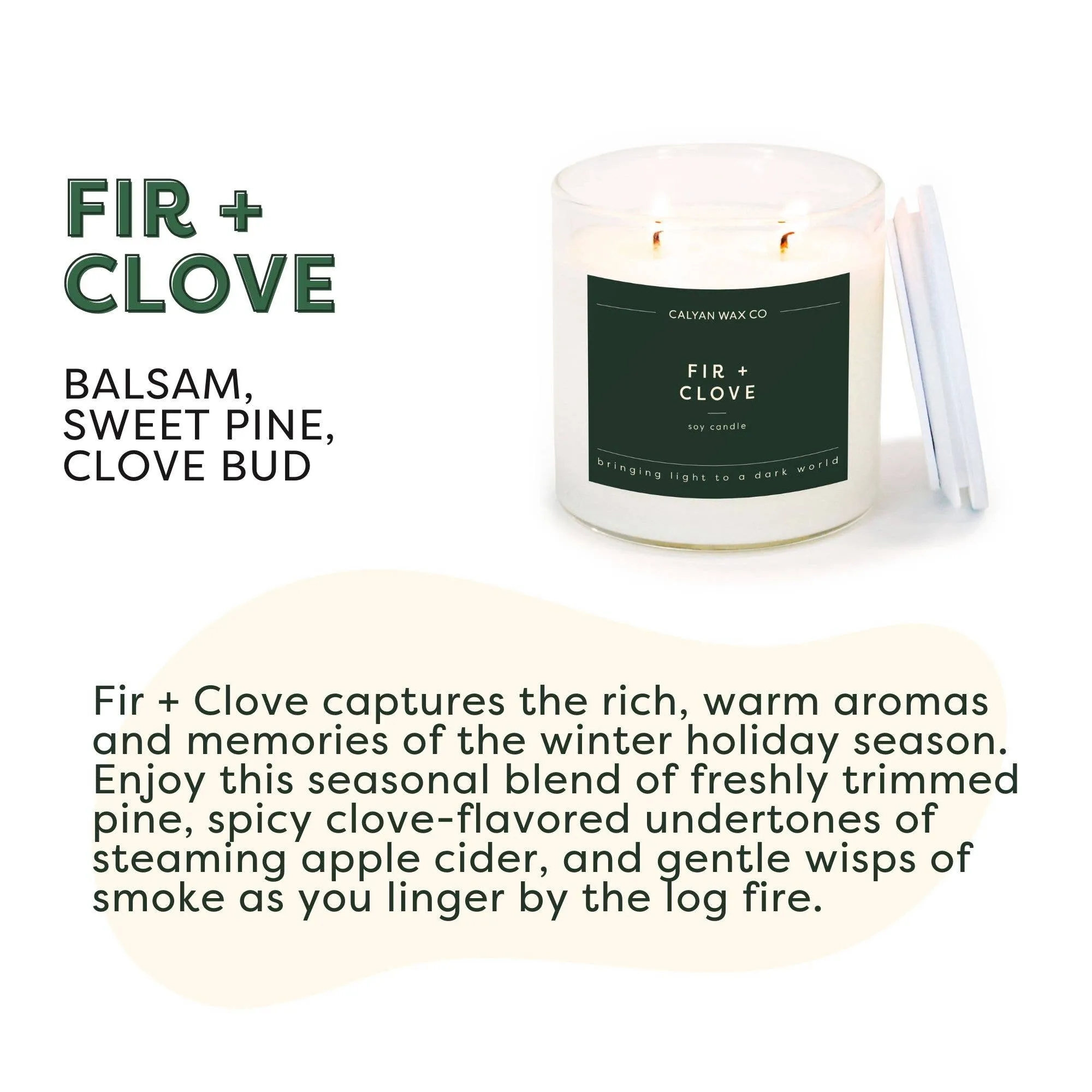 Calyan Wax Co. - Fir   Clove - Clear Glass Tumbler Soy Candle