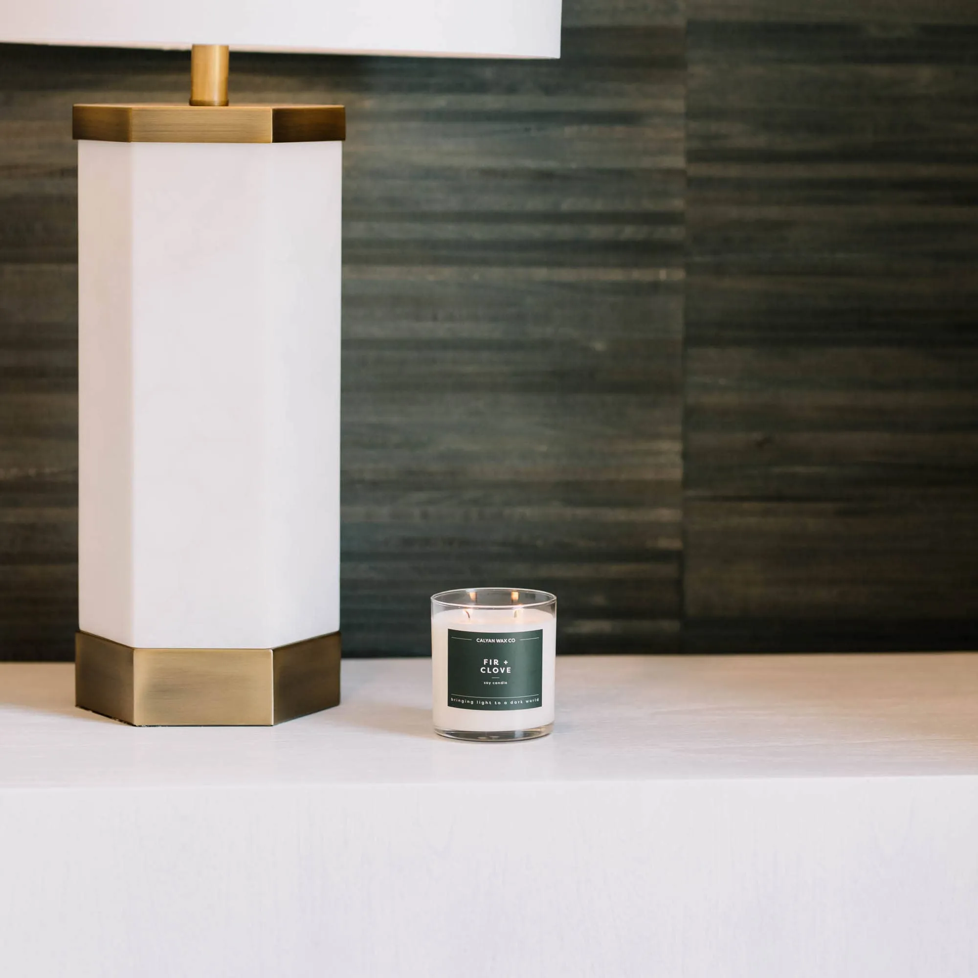 Calyan Wax Co. - Fir   Clove - Clear Glass Tumbler Soy Candle