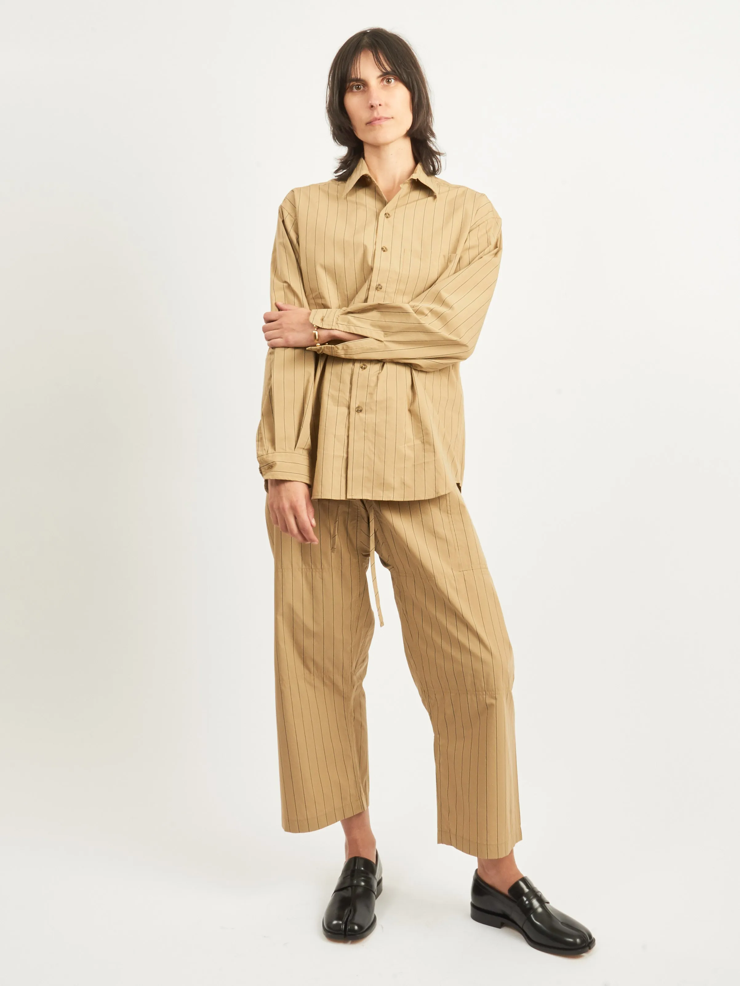 Camel/Black Stripe Big Button Up