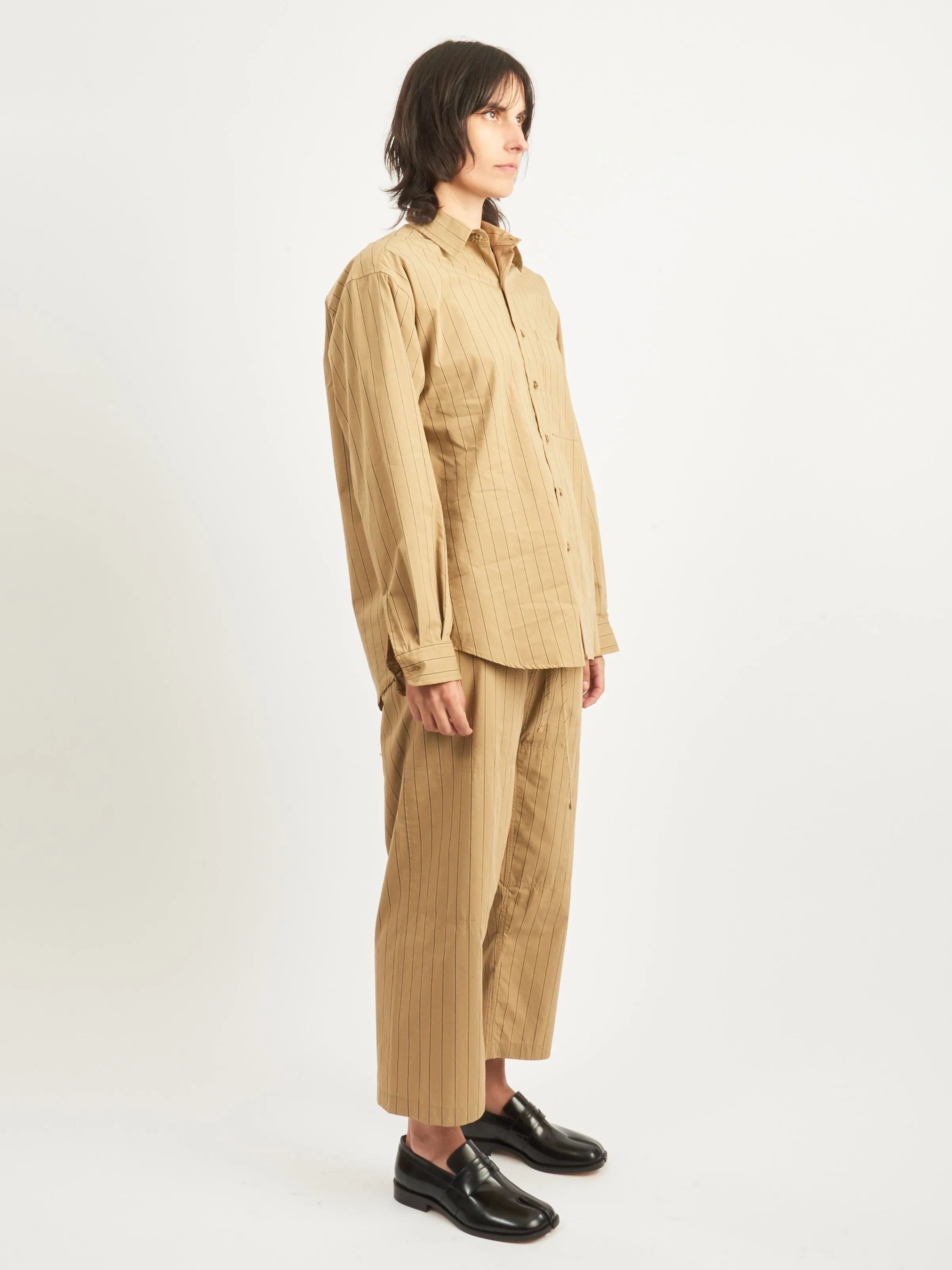 Camel/Black Stripe Big Button Up