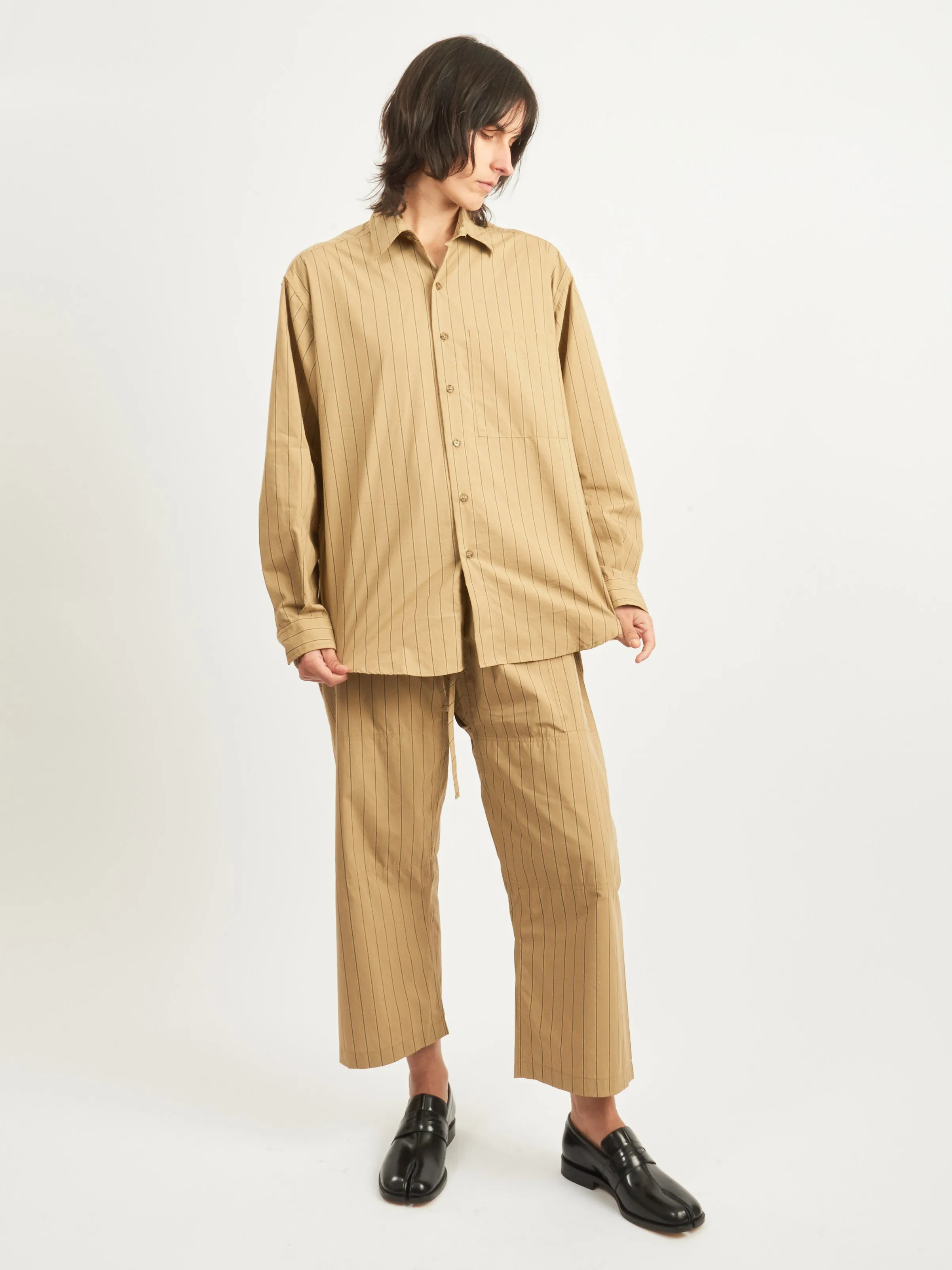 Camel/Black Stripe Big Button Up