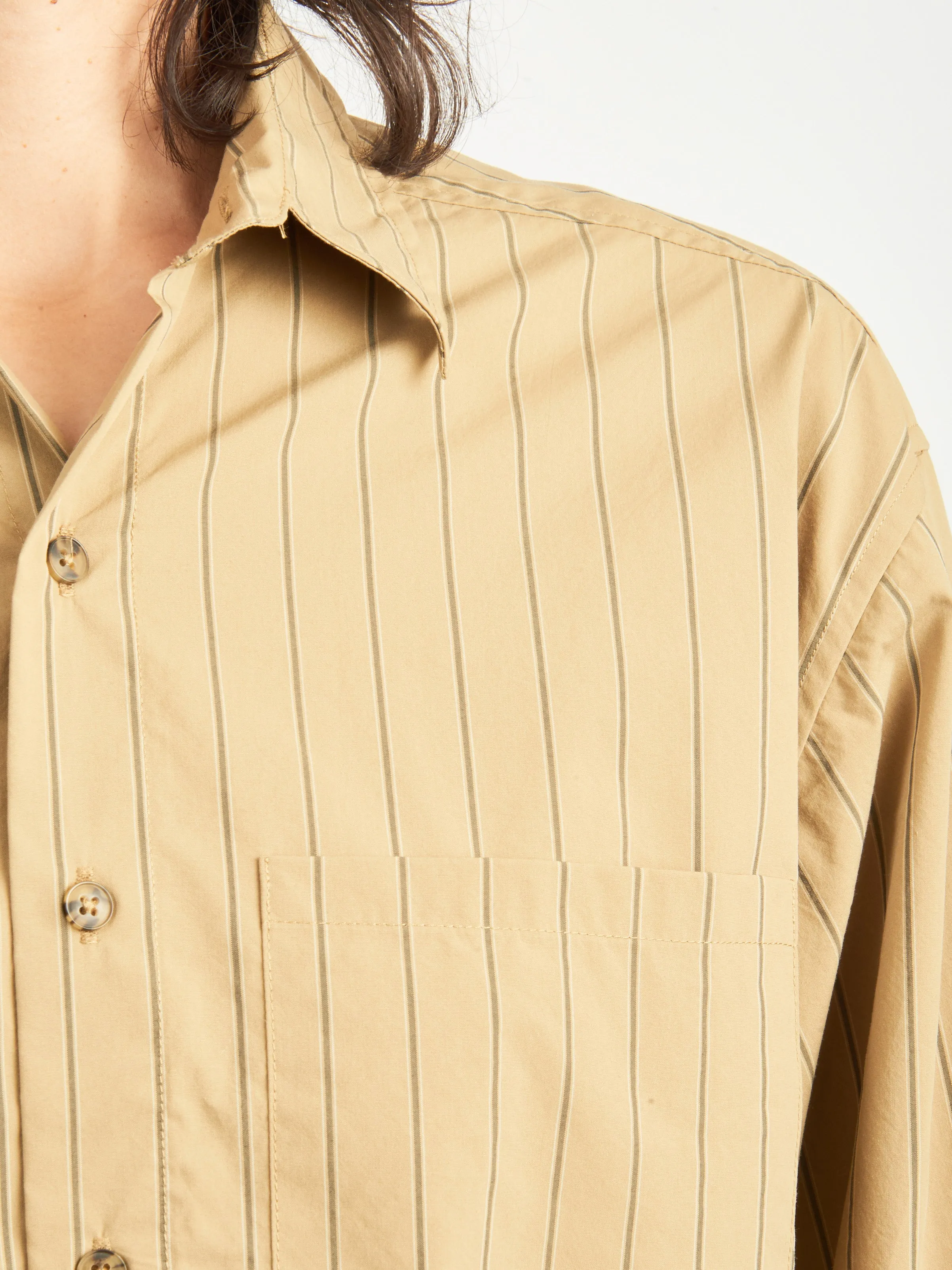 Camel/Black Stripe Big Button Up