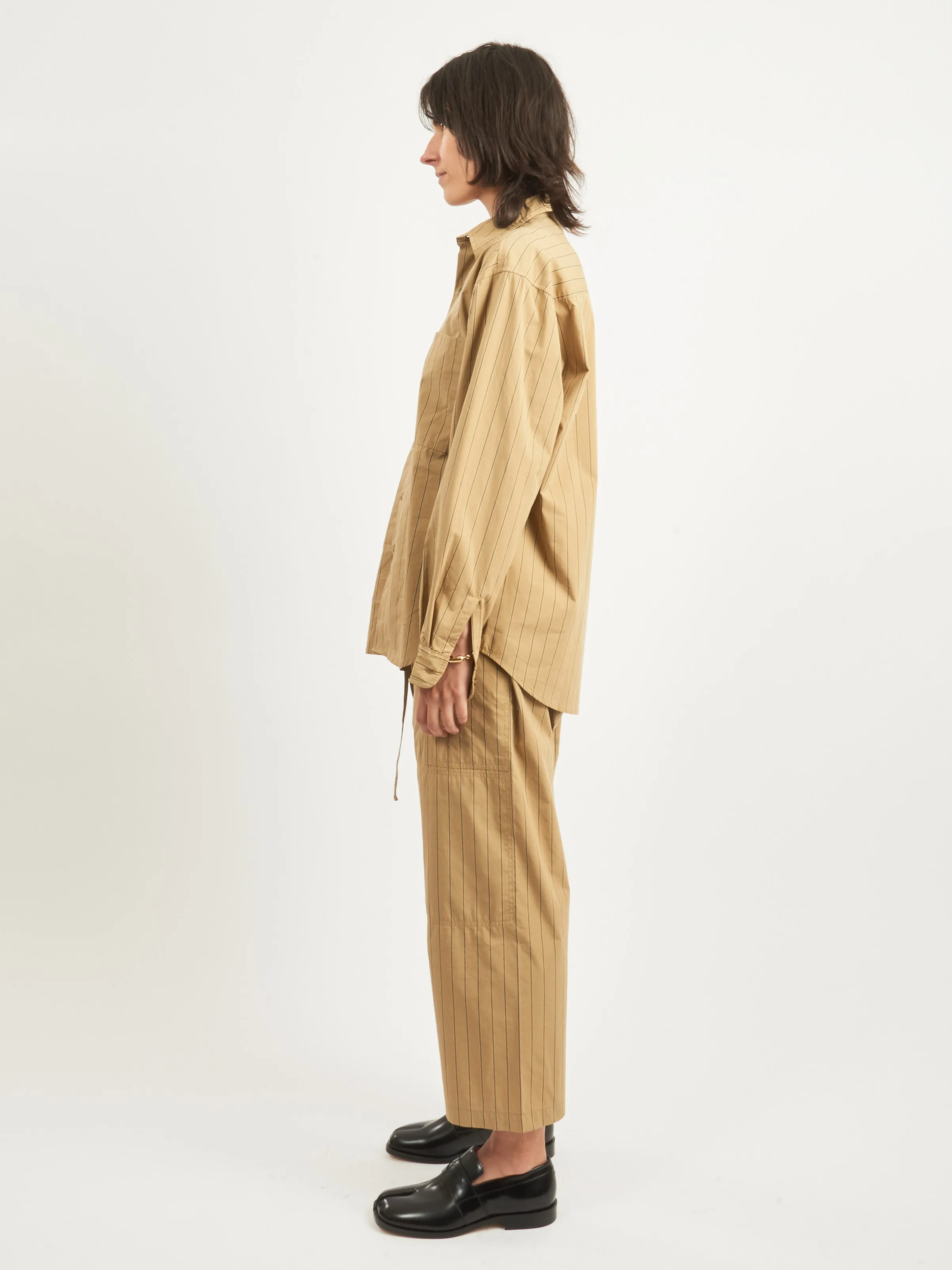 Camel/Black Stripe Big Button Up