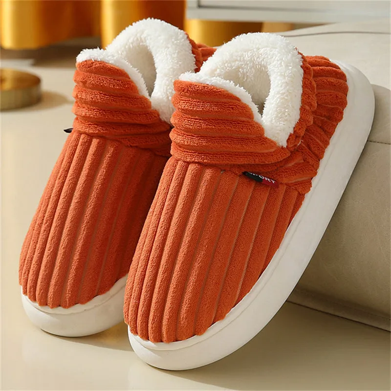 Candy Color Plush Liner Anti-Slip Couple Home Slippers