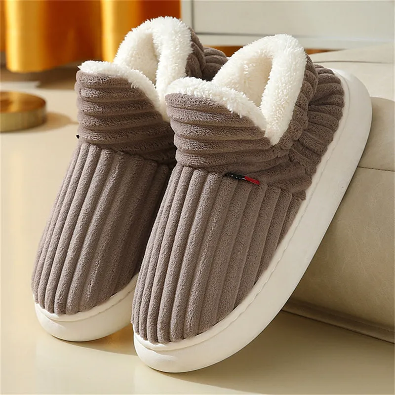 Candy Color Plush Liner Anti-Slip Couple Home Slippers