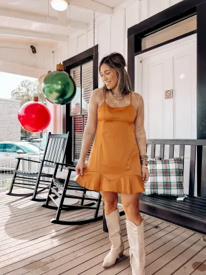 Caramel queen satin dress
